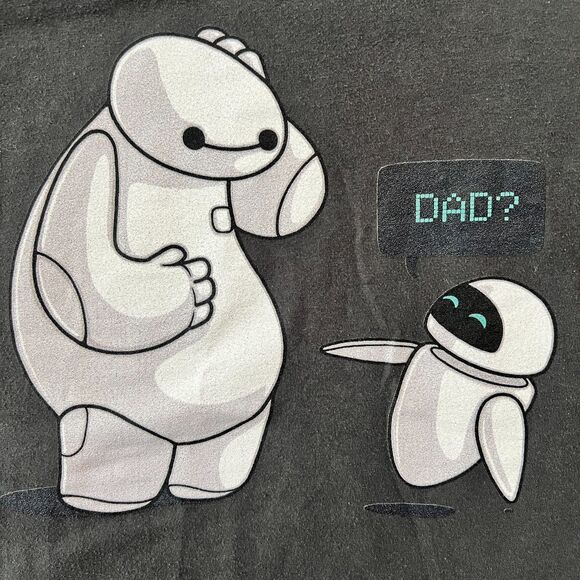 Baymax Eve "Dad?" Mashup Disney Pixar  (Medium) Gray T-shirt EUC - Picture 2 of 5